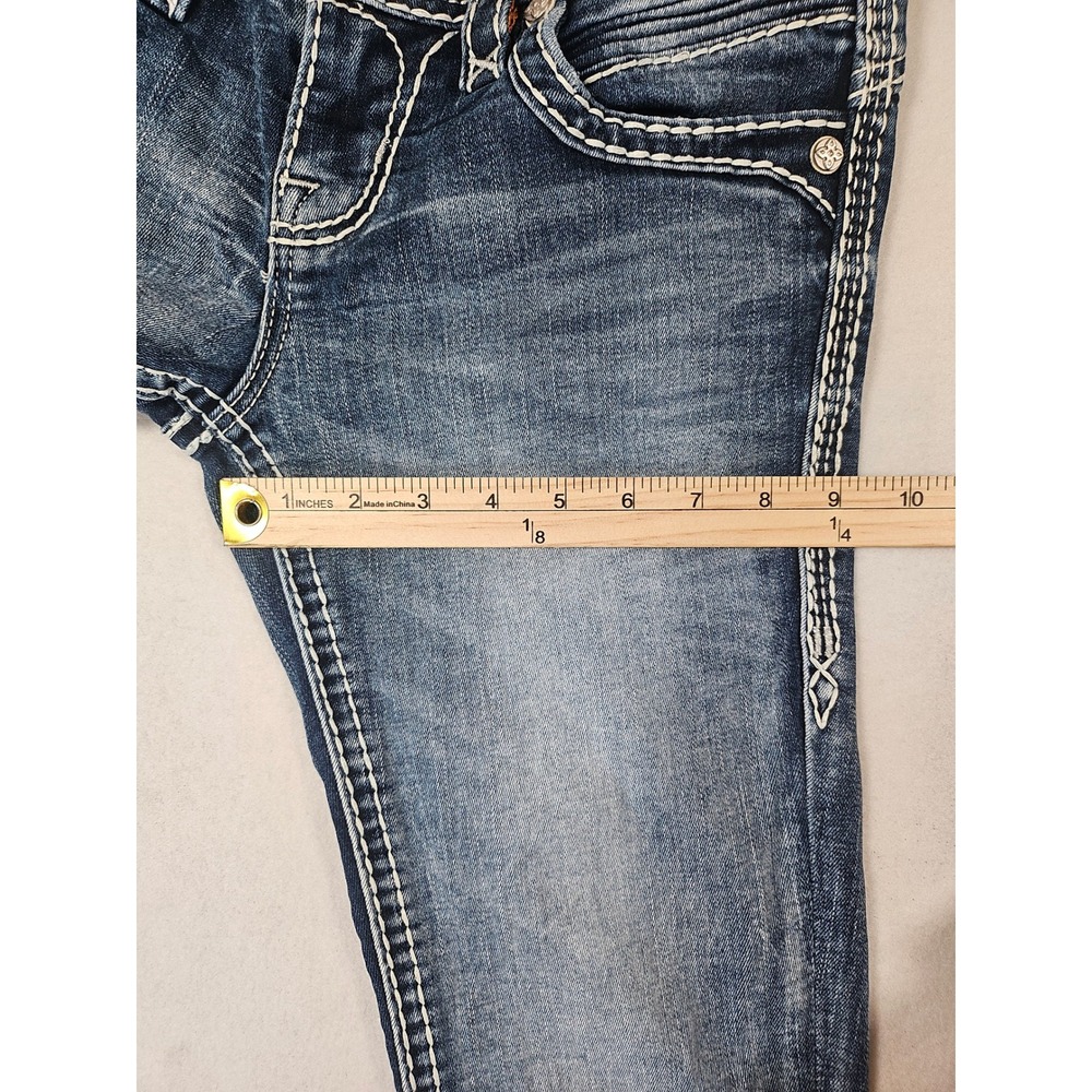 Rock Revival Calie Skinny Jeans Womens 27 Medium Wash Embroidered Studded Flawed - Picture 17 of 17